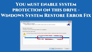 You must enable system protection on this drive  windows 10 system restore error fix [upl. by Tobin]