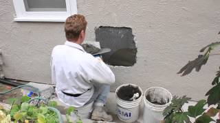 Repair a plumbing hole in a stucco wall [upl. by Yroj]