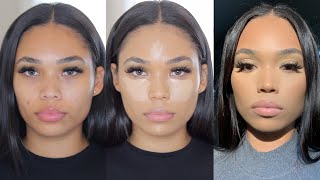 HOW TO CONTOUR amp GET FLAWLESS SKIN WITH BREAKOUTS  MATTE MAKEUP ON DRY SKIN  Briana Monique’ [upl. by Arakaj]