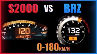 Subaru BRZ 2022 vs Honda S2000 0180kmh [upl. by Julee]