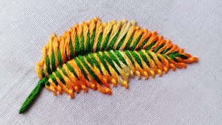 Attractive Leaf Embroidery  Leaf Embroidery tutorial [upl. by Kalfas818]