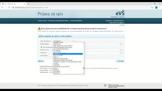 eVS Prijava za vpis Izbira razpisa za vpis in vrste prijave za vpis [upl. by Eiramanad]