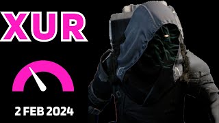 Where is XUR Today Destiny 1 D1 XUR Location and Official Inventory and Loot 2 Feb 2024 222024 [upl. by Sandon408]