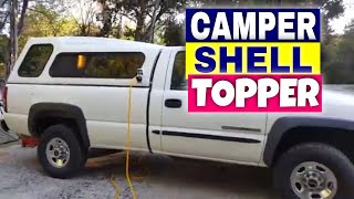 FIBERGLASS CAMPER SHELL TOPPER GMC Sierra Chevrolet Silverado ARE truck bed topper [upl. by Akemad]