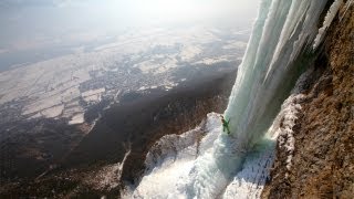 Extreme ice climbing  Cascade de lOule France V 5 [upl. by Cosme406]