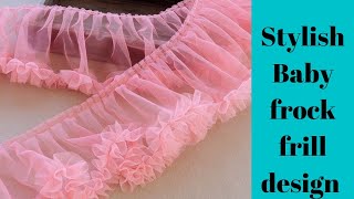 Very Easy tips amp trick to make baby frock frill  Latest design of baby frill  cutting amp stitching [upl. by Ursola]