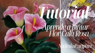 Aprende a Pintar Flor Cala RosaSuscribeteTutorial art paintig paint oi tutorials [upl. by Ahsem]