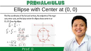 Graphing ellipses with vertex at the origin and finding the center vertices and foci  Prof D [upl. by Lavinie]