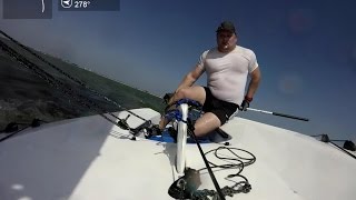 RS Aero 9  Jibing amp Capsizing in 20 mph Winds [upl. by Coleville752]