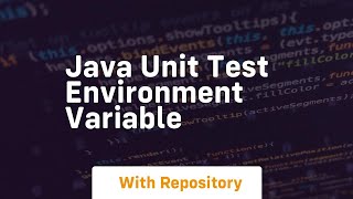 java unit test environment variable [upl. by Ataynek156]