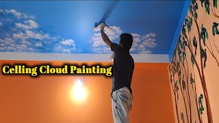 Amazing Sky Painting Easy Proses Step By Step  Celling Cloud Painting Very Easy 🎨 🖌 [upl. by Fleece]