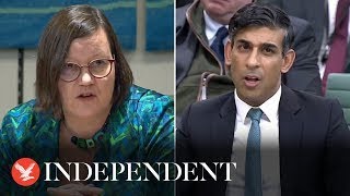 Rishi Sunak told off by Dame Meg Hillier over refusal to disclose Rwanda plan costs [upl. by Eissirhc578]