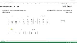 Idempotent Matrix المصفوفة الجامدة التي اذا ضربت بنفسها أنتجت نفسها [upl. by Vikki783]