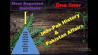 One liner most repeated questions of Indo pak history and Pakistan affairs LECTURE1 [upl. by Mirth]