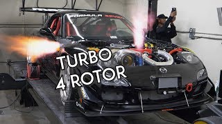 Turbo 4 Rotor RX7 SCREAMS on the Dyno  Mazzei Formula [upl. by Enohsal]