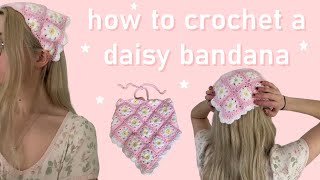 Crochet Daisy Bandana Tutorial  How To Crochet a Bandana [upl. by Essej]