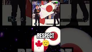 The Canadian competitor holds the Japanese flag as the anthem plays starman [upl. by Aihsenad]