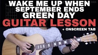 Wake Me Up When September Ends Guitar Tutorial  Green Day Guitar Lesson Tabs  Guitar Cover [upl. by Skurnik]