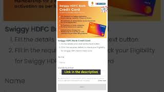 Swiggy Hdfc Credit Card Lifetime Free  Swiggy Hdfc Bank Credit Card Lifetime Free  Apply Process [upl. by Sibley]