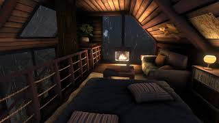 Cozy Treehouse with Rain amp Fireplace Sounds to Sleep Relax Study [upl. by Washburn]