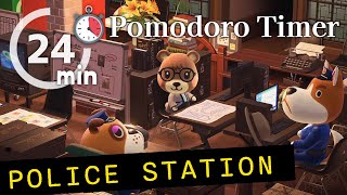 ⏱Pomodoro Technique ¨̮🍅  Police Station Ambience  4 x 24 min Study Sessions [upl. by Aicenod712]