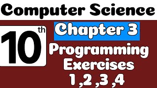 10th Class Computer Science Ch 3 Programming Exercise 1234  Class 10 Computer Science Chapter 3 [upl. by Awe967]