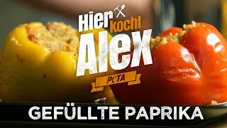 Hier kocht Alex  vegane gefüllte Paprika  PETA [upl. by Anial928]