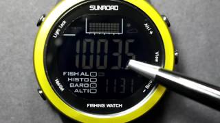 SUNROAD Fishing Barometer Watch FR720 Operation Video [upl. by Pogue17]