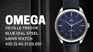 Omega DeVille Tresor Blue Dial Steel Mens Watch 43513402103001 Review  SwissWatchExpo [upl. by Yelnikcm788]