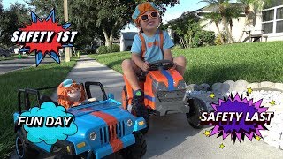 RIDING LAWNMOWER SAFETY VIDEO FOR KIDS AND PARENTS  Blippi Girl Doll and Blippi Dressed Toddler [upl. by Gunning350]