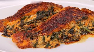 EASY Spinach Stuffed Salmon Recipe [upl. by Ehcram]