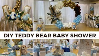 TEDDY BEAR THEMED BABY SHOWER  DIY CIRCLE BACKDROP WITH BALLOONS LIVING LUXURIOUSLY FOR LESS [upl. by Eimmit]