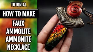 DIY Faux Ammolite Ammonite Necklace Polymer Clay Jewelry Making VIDEO Tutorial [upl. by Margetts]