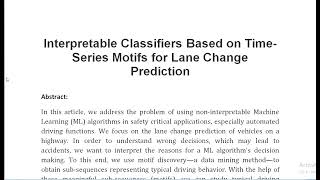 Interpretable Classifiers Based on Time Series Motifs for Lane Change Prediction [upl. by Conners]