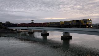 TasRail TR06 TR04 32 train crossing the Leven River Bridge Ulverstone [upl. by Rothwell581]