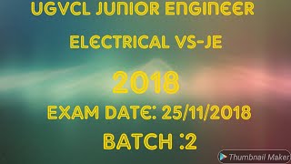 UGVCL Junior Engineer Electrical VSJE 2018  Full Paper Solution 2018 [upl. by Vogel98]