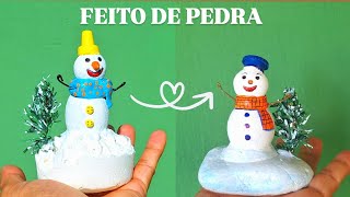 Como fazer boneco de Neve decorativo Boneco feito de pedra e durepox [upl. by Thielen494]