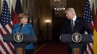 President Donald Trump hosts Angela Merkel at White House [upl. by Akirahs]