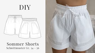 DIY Easy Sommer Shorts  Schnittmuster und Nähanleitung für eine kurze Hose aus Leinen oder Musselin [upl. by Philine845]