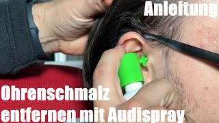 Ohrenschmalz entfernen mit Audispray  Ohrenspülung benutzen zur Reinigung des Gehörgangs Anleitung [upl. by Hsemin]