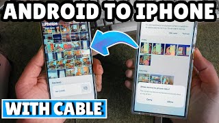 Android to iPhone Transfer photos or Video with Cable How To [upl. by Ruelu]