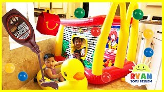 McDonalds Drive Thru and Giant Ball Pits Water Inflatable toys [upl. by Bilow]