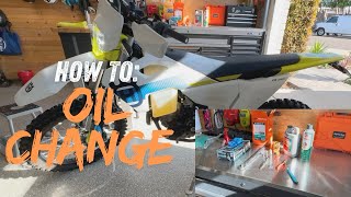 How To Husky KTM GasGas 350 Oil ChangeAir Filter Maintenance [upl. by Aicnorev]