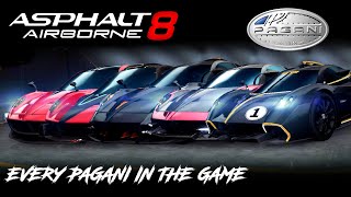 Asphalt 8 Full Pagani Showcase Every Car ingame 2022 [upl. by Nauqahs]