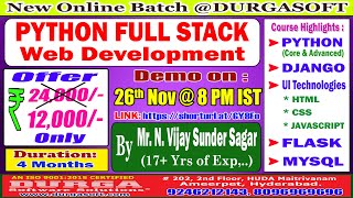 PYTHON FULL STACK Web Development Online Training  DURGASOFT [upl. by Accemahs]