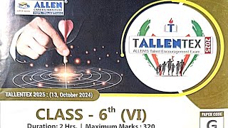 TALLENTEX 2025 6th CLASS SOLUTION [upl. by Cindelyn]