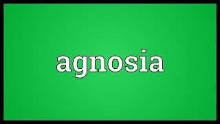 Agnosia Meaning [upl. by Suitangi]