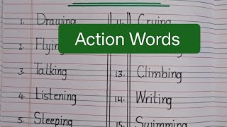 Action Words  English Worksheet  UKG and LKG Action verbs  20 action Words name1st class sheet [upl. by Dreher]