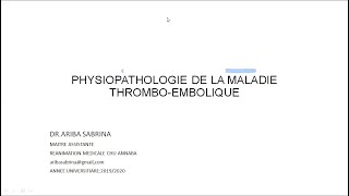 Dr Ariba Maladies thromboembolique [upl. by Tila]