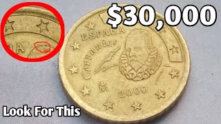 👉€30000 👈Nordic gold 50 euro cent 2000 Spain rare error coin worth money [upl. by Retepnhoj579]